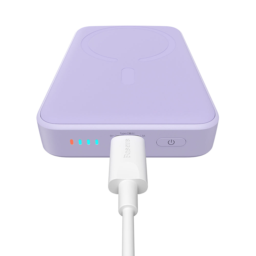 Lavender power bank rectangular cu pad magnetic de incarcare si indicatori led din colectia power bank telefoane