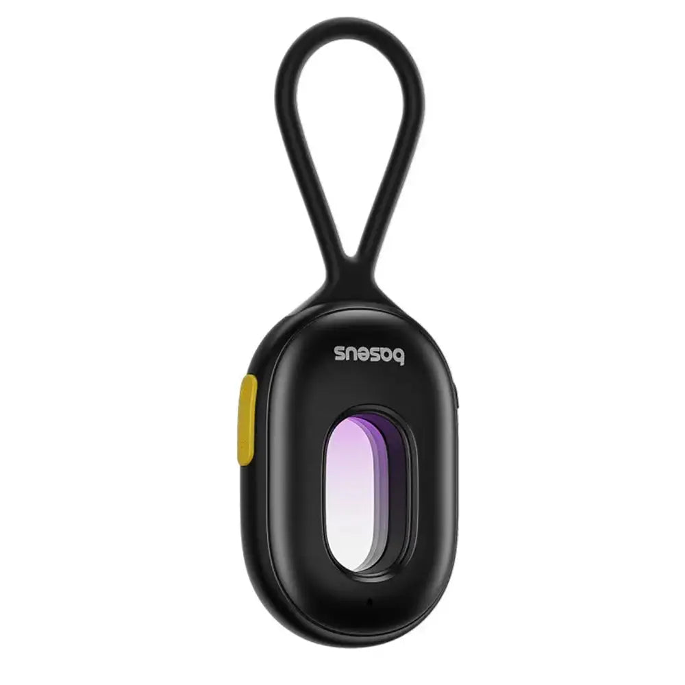 Camera detector baseus heyo ii negru cu lentilă filtrată mare și buton galben pentru detectarea rapidă a camerelor ascunse