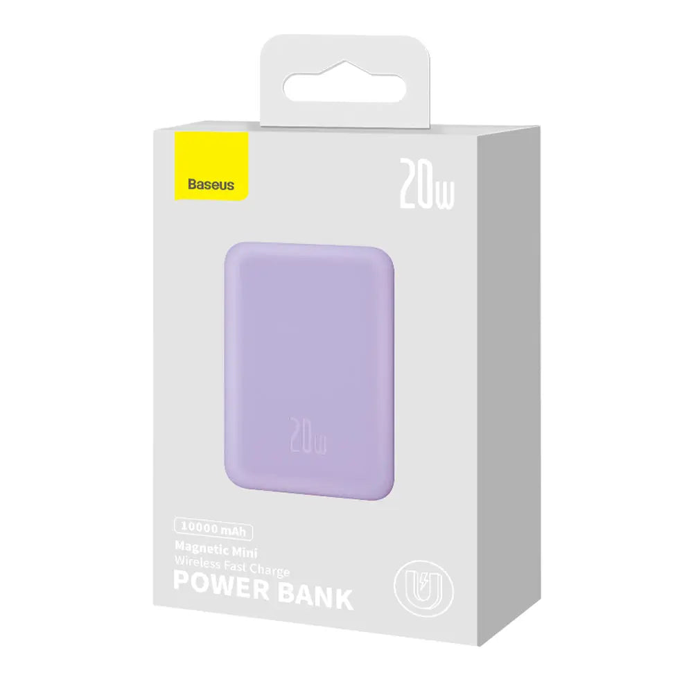 Power bank magnetic baseus mov lavanda mini 20w incarci wireless rapid cu finisaj mat elegant
