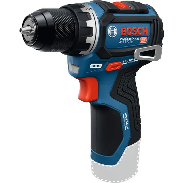 Bosch gsr 12v-32 professional cordless drill in blue and black with red accents, lightweight 700 g, ideal for pro use