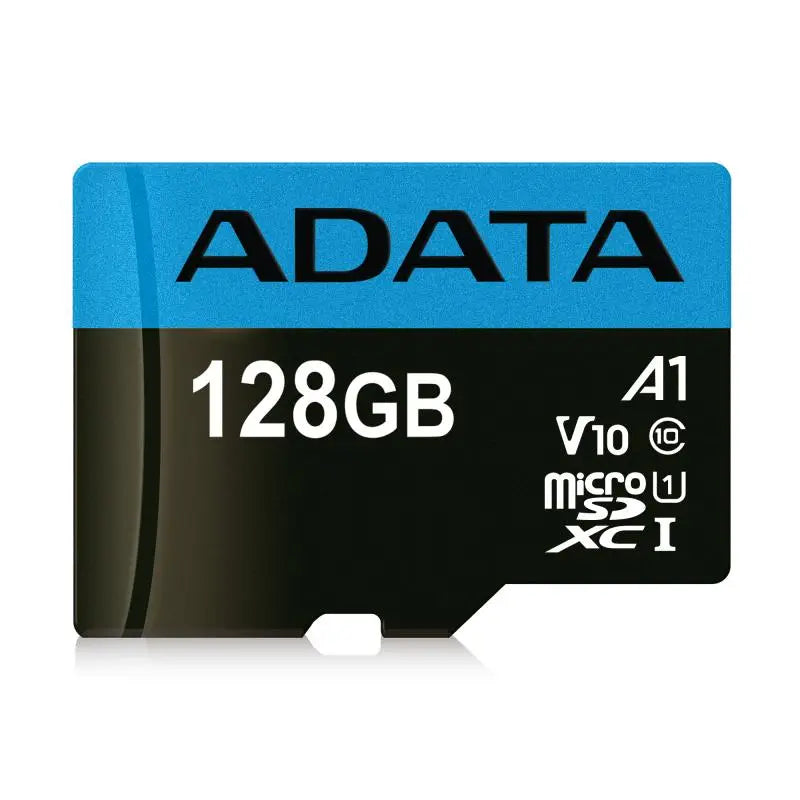 Card de memorie microsdxc adata premier albastru si negru 128gb cu adaptor sd si clasele de viteza a1 v10 uhs i c10