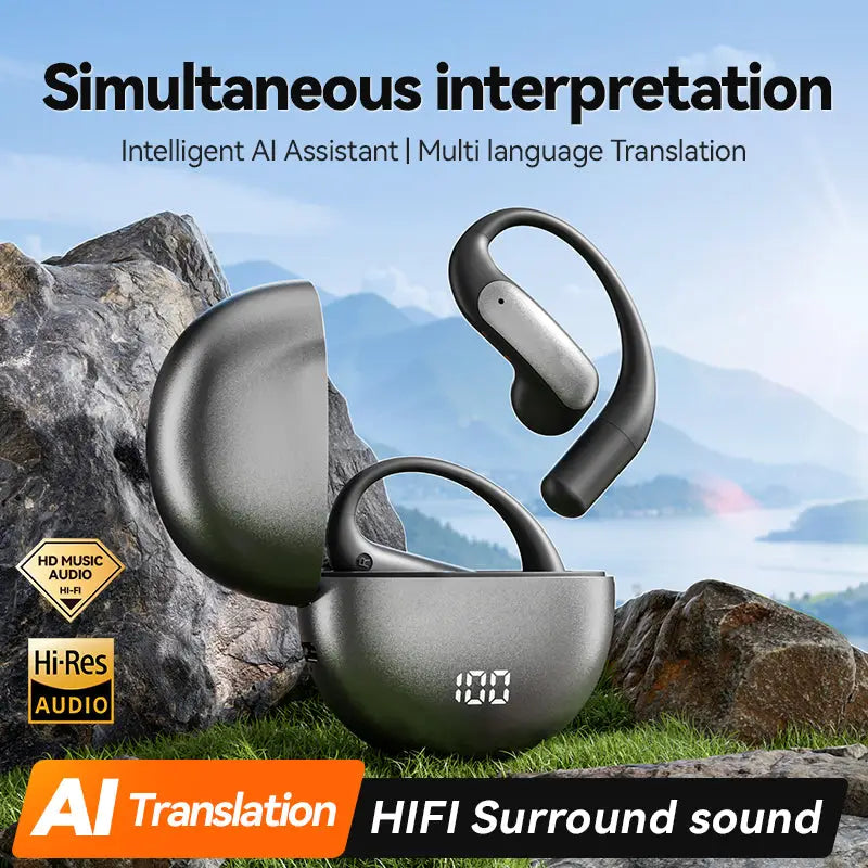 Black and silver wireless vu-tek m118 earbuds in ergonomic charging case with bluetooth 5.4 and noise cancelling features