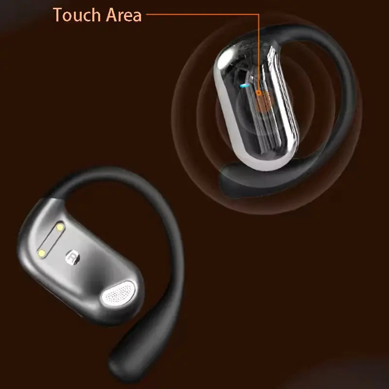 Casti wireless vu-tek q17 airconduction negre și argintii cu design ergonomic și controale tactile rezistente la apa ipx5