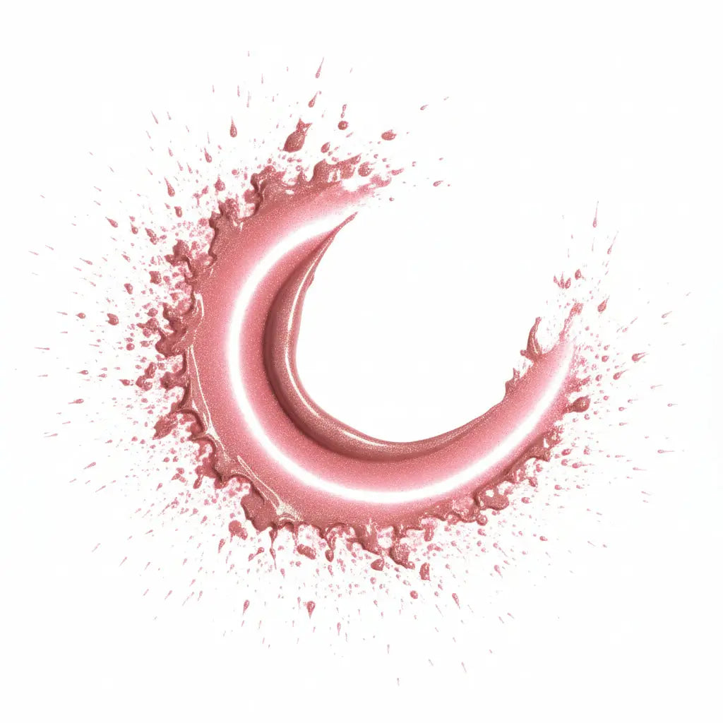 Cremă blush rose gold strălucitor în formă de semilună cu textură stropită pentru un look radiant