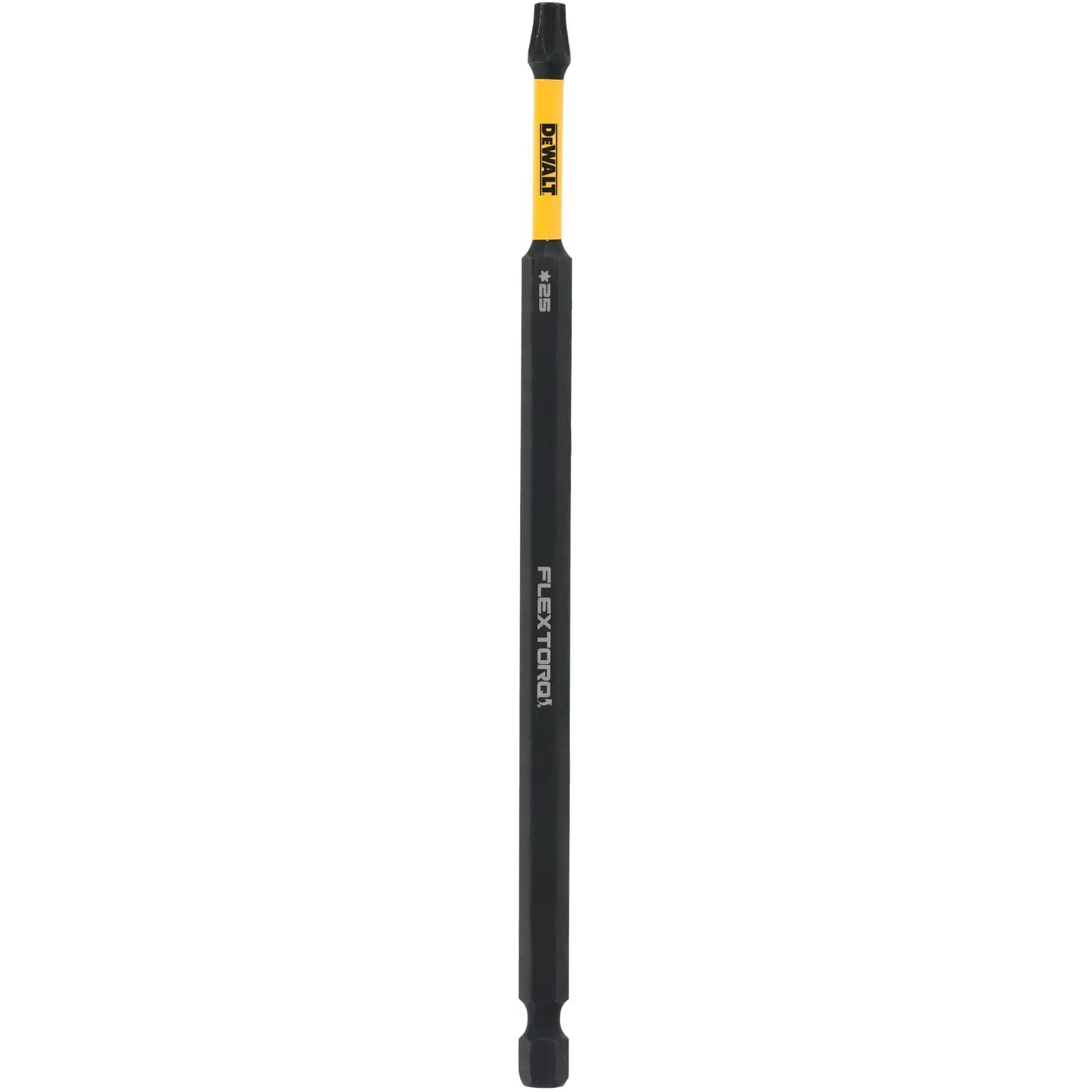 Dewalt torsion bit t25 152mm flextorq galben si negru cu aderenta texturata ideal pentru surubelnita