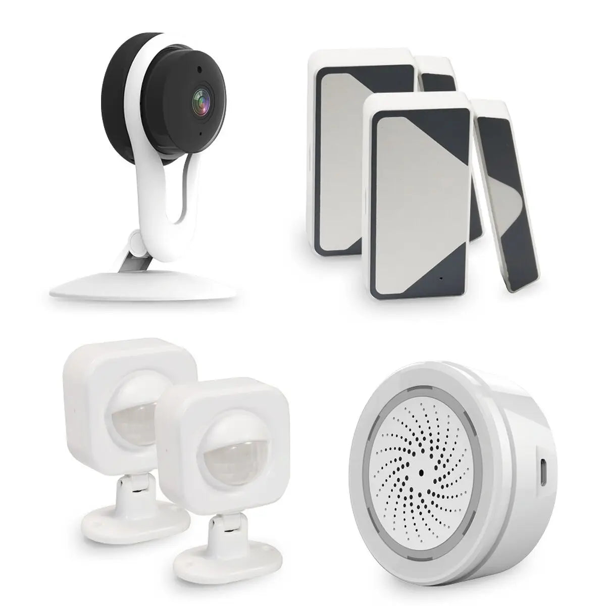 Camera de securitate wireless alba cu lentila neagra si suport reglabil din safety kit home safety domos doml-k-1