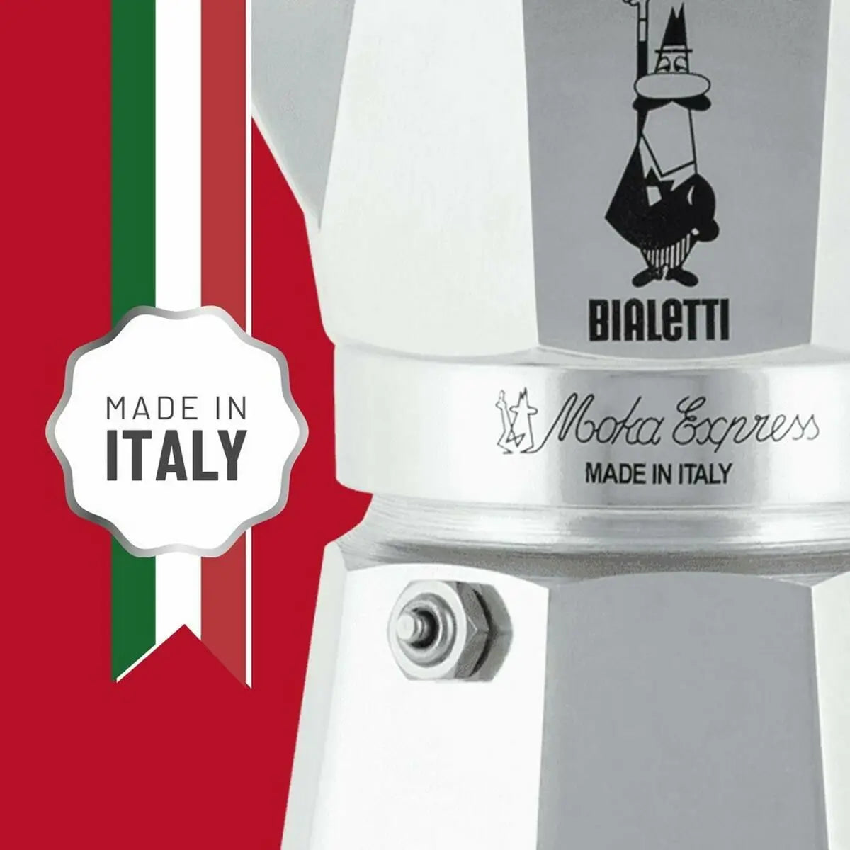 Italian coffee maker bialetti moka express silver 60 ml with classic italian design and engraved branding