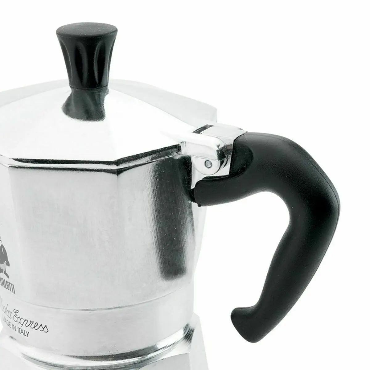 Italian coffee maker bialetti 0001161 silver moka pot with black handle in classic italian coffee design 60 ml