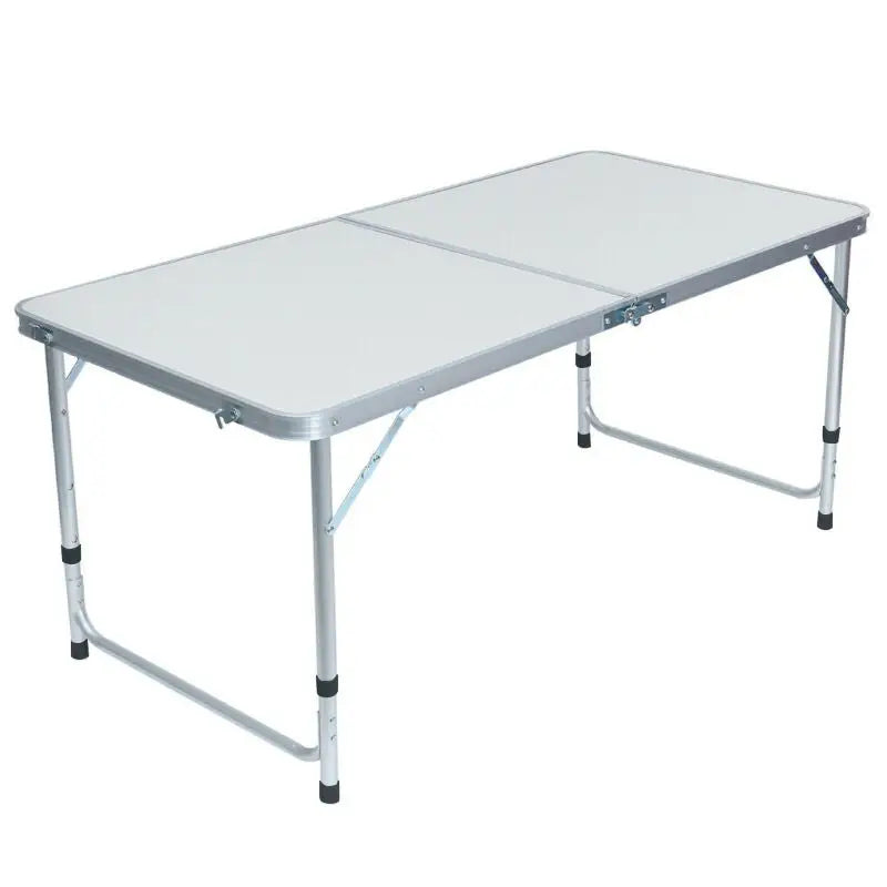 Silver aluminiu masă pliabilă cu blat gri deschis și picioare negre din cauciuc pentru camping cu 4 scaune