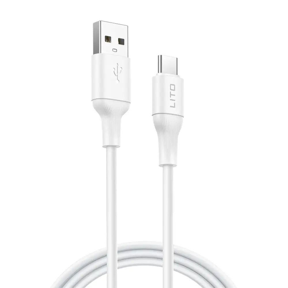 Lito ld06t cablu de date usb la type-c alb cu conectori texturati pentru conectarea dispozitivelor dumneavoastra