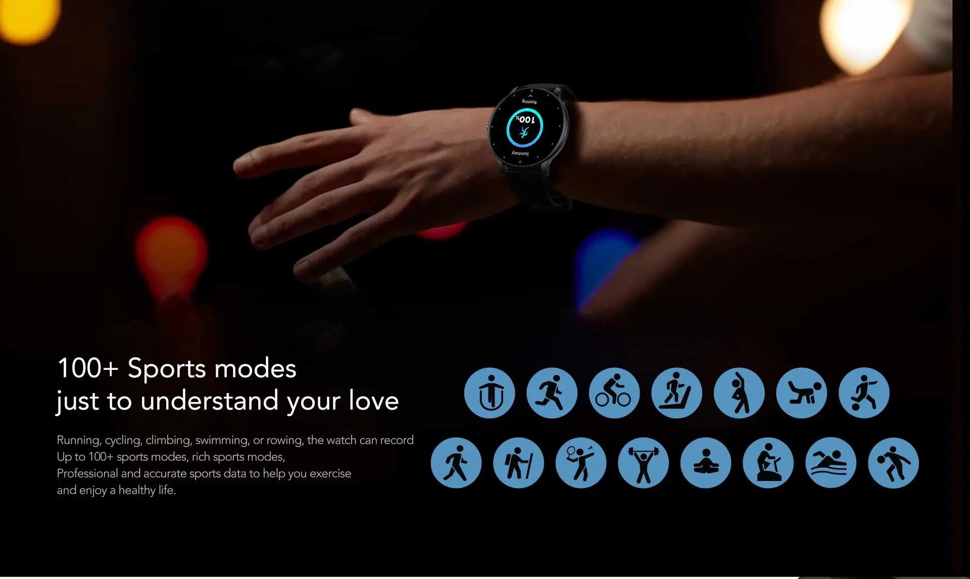 Smartwatch vu-tek zl02cpro negru cu ecran circular, apeluri bluetooth, monitorizare ritm cardiac si 100+ moduri sport