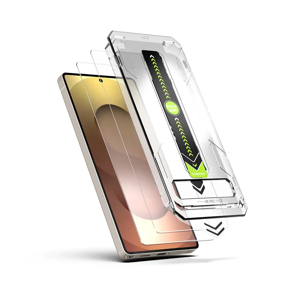 Husa techsuit titanglass crystalhd transparenta cu dungi negre si verzi cu sageti pentru samsung galaxy s25 spate