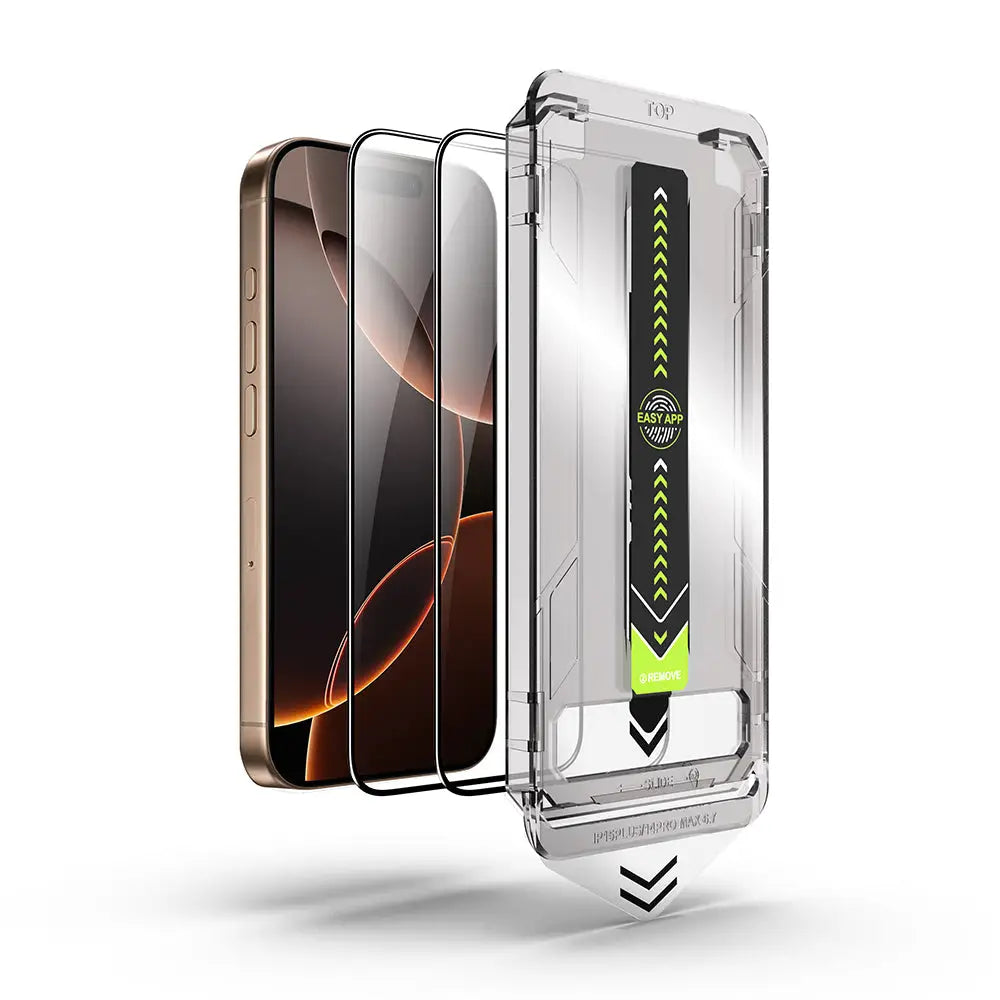 Carcasa techsuit titanglass fullcover transparenta cu accente negre si verde neon si suport incorporat pentru iphone 15 plus