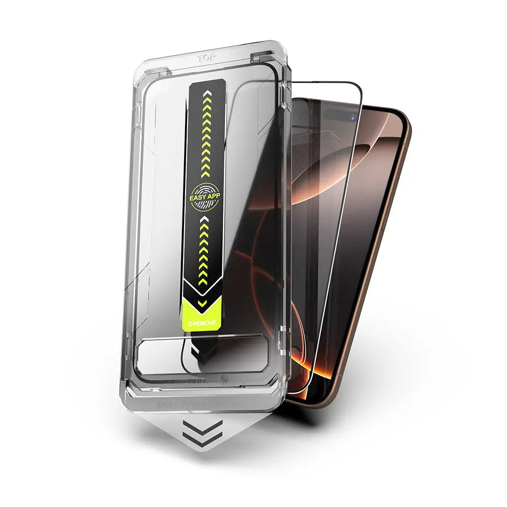 Clear techsuit titanglass husă pentru iphone 16 pro cu accente negre și verzi neon și protecție premium edge-to-edge