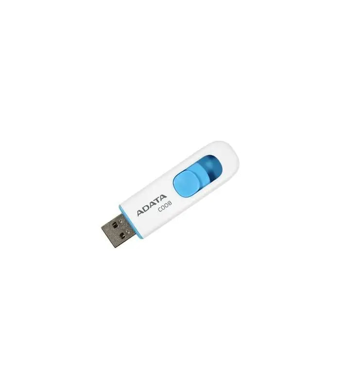Usb 16gb adata c008 alb și albastru cu capac glisant pentru transfer rapid usb 2.0