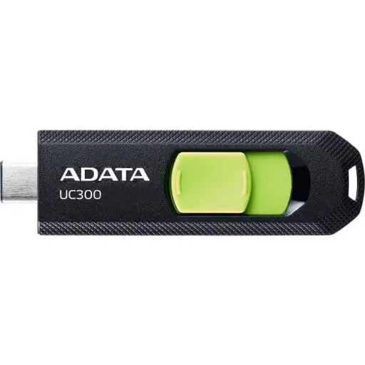 Memoria usb adata uc300 de 32gb negru si verde lime cu grip texturat si capac glisant pentru rapiditatea și eficiența