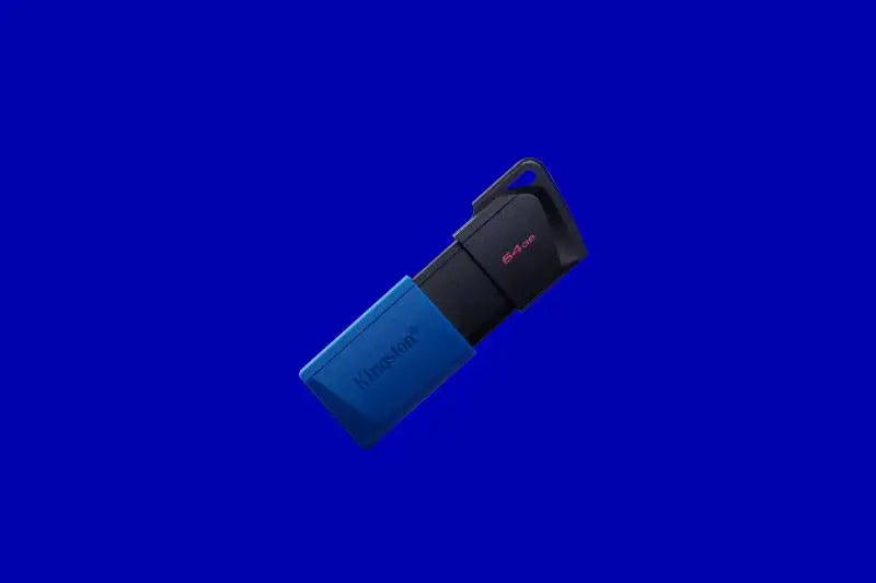 Blue and black kingston datatraveler exodia usb 64gb flash drive with keychain loop usb 3 2 speed