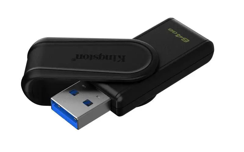Usb kingston datatraveler exodia 64gb negru cu conector albastru și design ergonomic usb 3.2 rapid