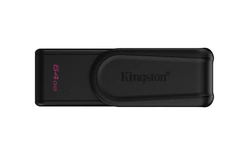 Black kingston datatraveler exodia 64gb usb 3.2 flash drive with sleek sliding cover design
