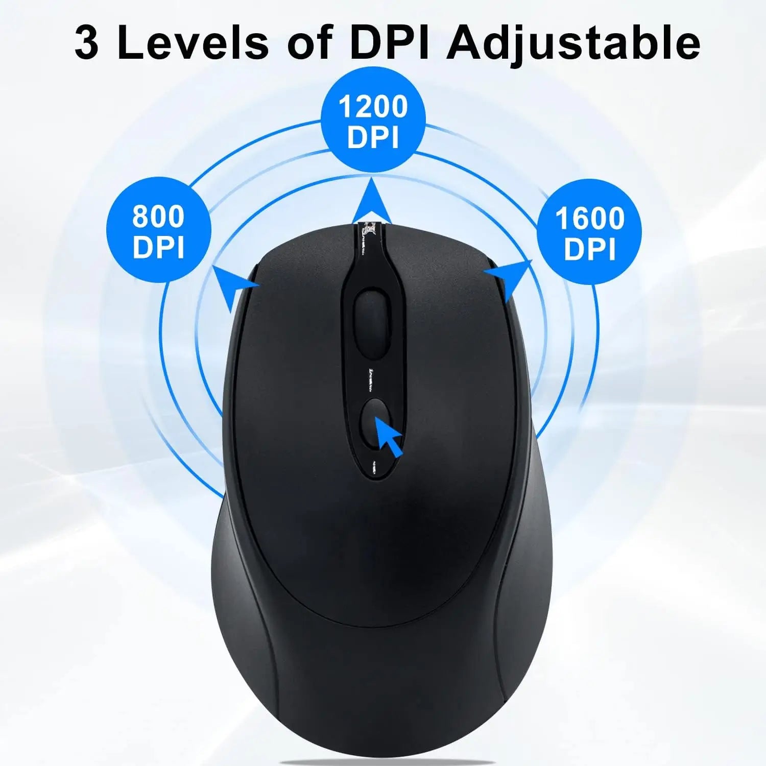 Mouse wireless negru vu-tek 127 cu 3 nivele dpi si confortul și versatilitatea folosirii reîncărcabile