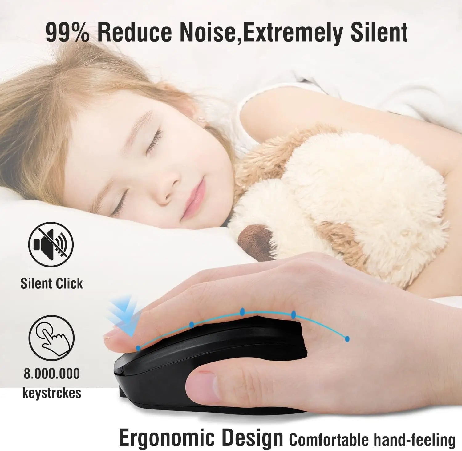 Mouse wireless negru vu-tek 127 ergonomic silentios cu 8 milioane click pentru confortul și versatilitatea utilizării