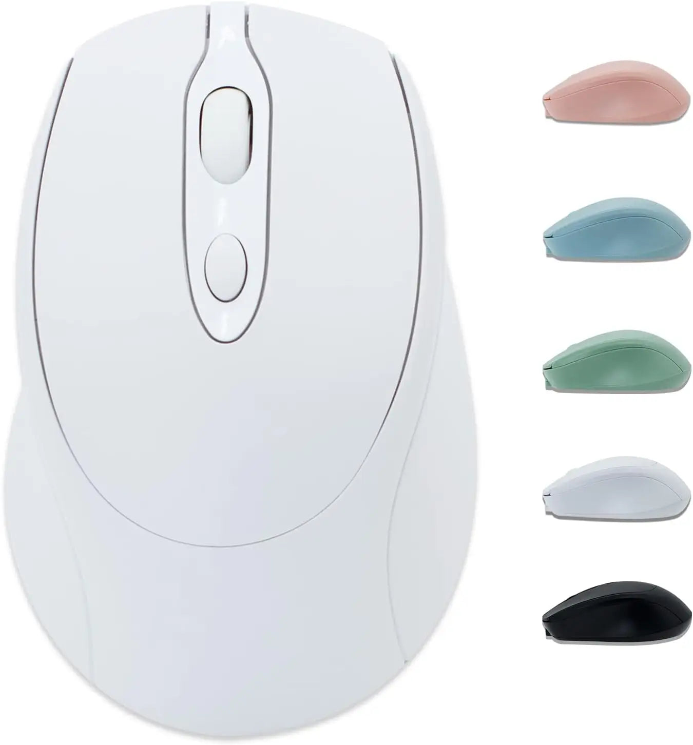Mouse wireless alb vu-tek 127 ergonomic cu design conturat si butoane argintii pentru confortul si versatilitatea wireless