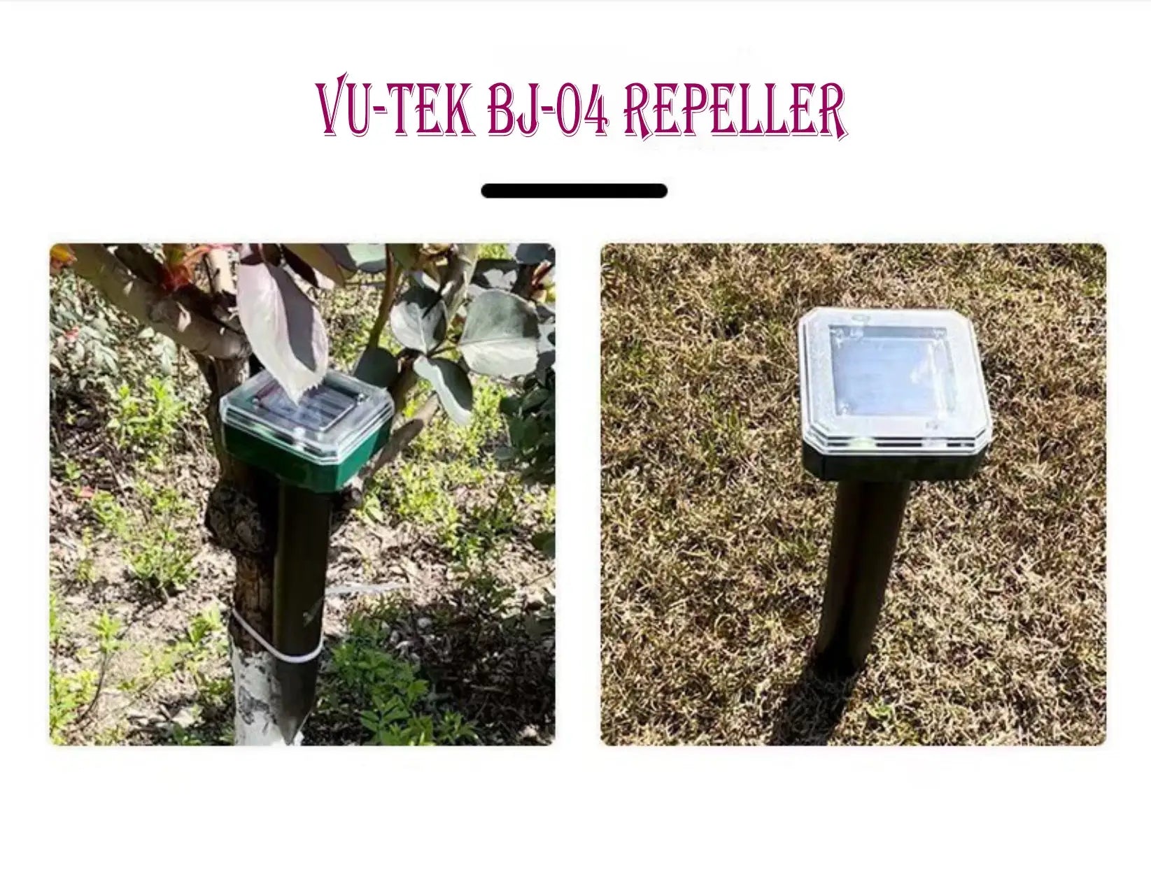 Vu-tek bj-04 dispozitiv solar ultrasonic verde cu panou transparent montat pe tarus soluția ideală de alungare daunatori