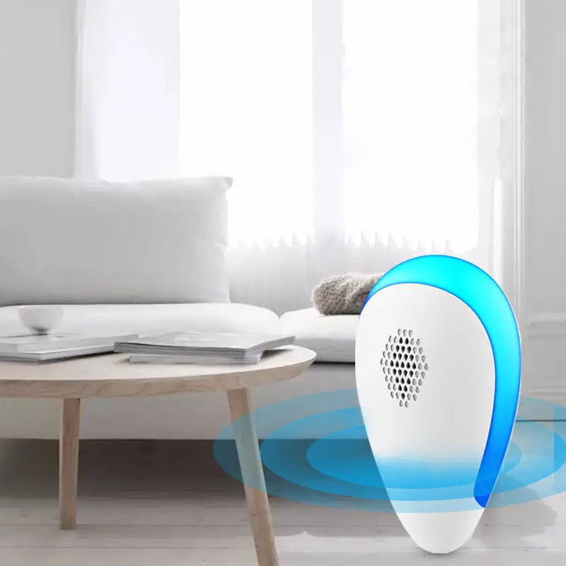 Dispozitiv ultrasonic anti-daunatori vu-tek alb albastru din abs pentru protejarea spațiilor dumneavoastră de insecte și rozătoare