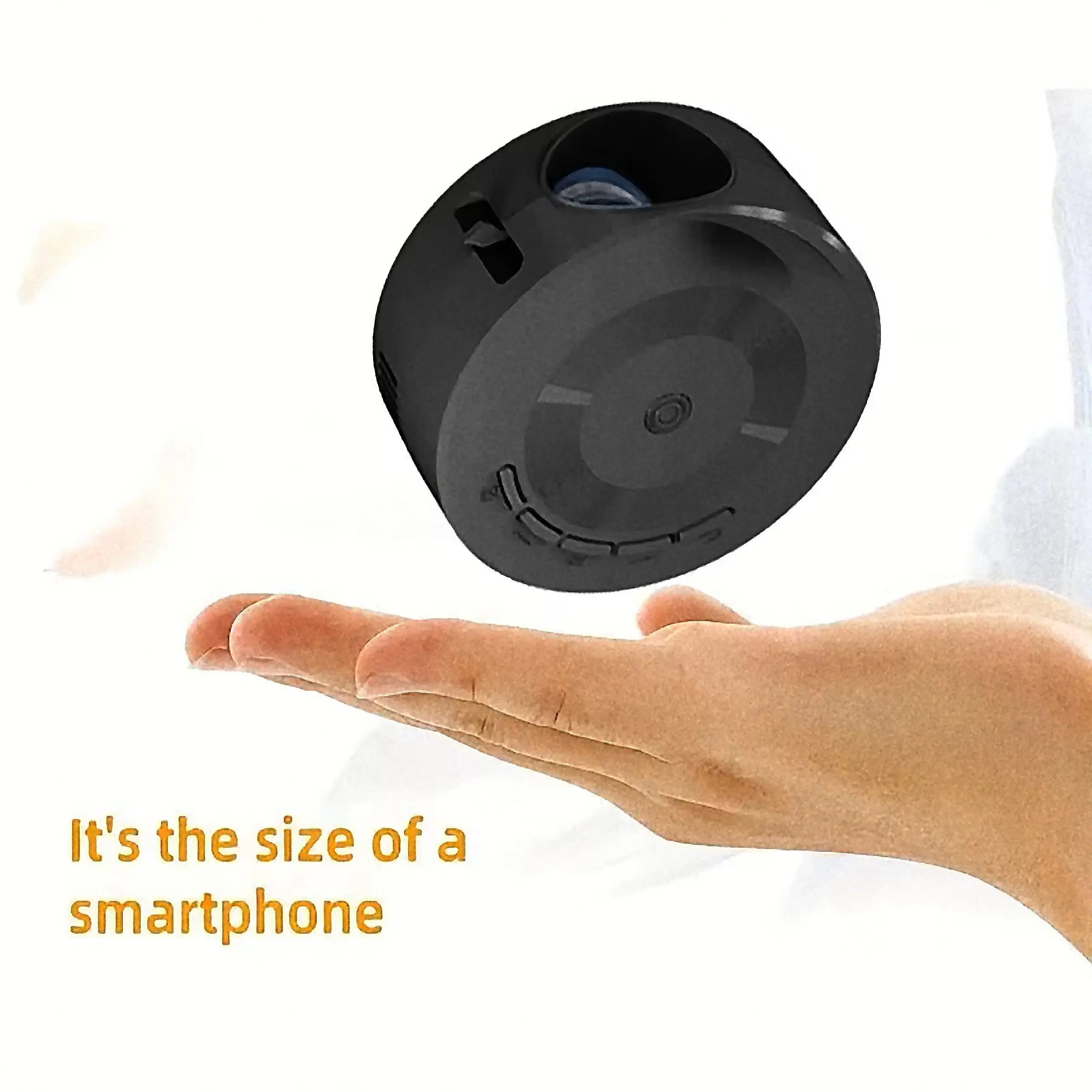 Vu-tek mini proiector negru cilindric compact cu finisaj mat, mini proiector portabil si elegant