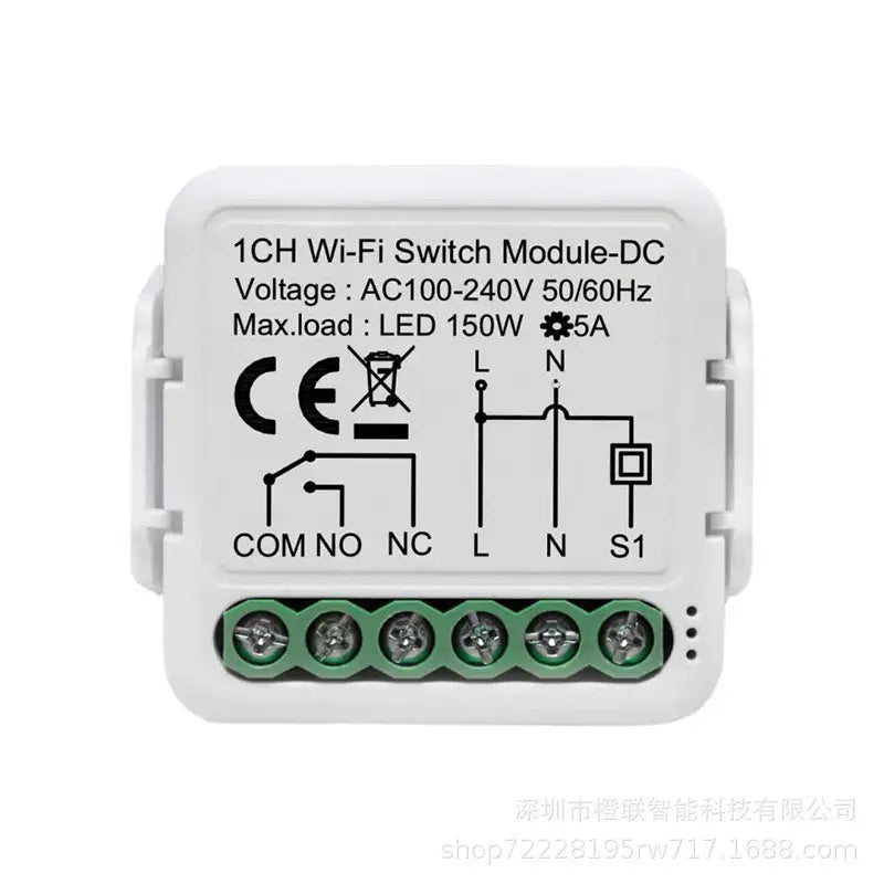 Modul releu wifi dry alb din plastic cu 1 canal si contacte uscate pentru control wi-fi VU-TEK