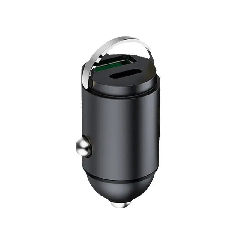 Vu-tek t99 120w mini black car charger with silver metal loop handle and single usb port for fast charging
