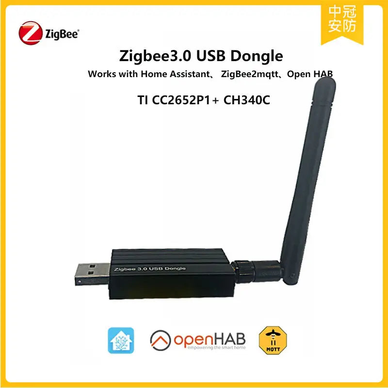 Black vu-tek zg-808z zigbee bridge usb dongle with detachable antenna and ti cc2652p1 chipset for smart home use