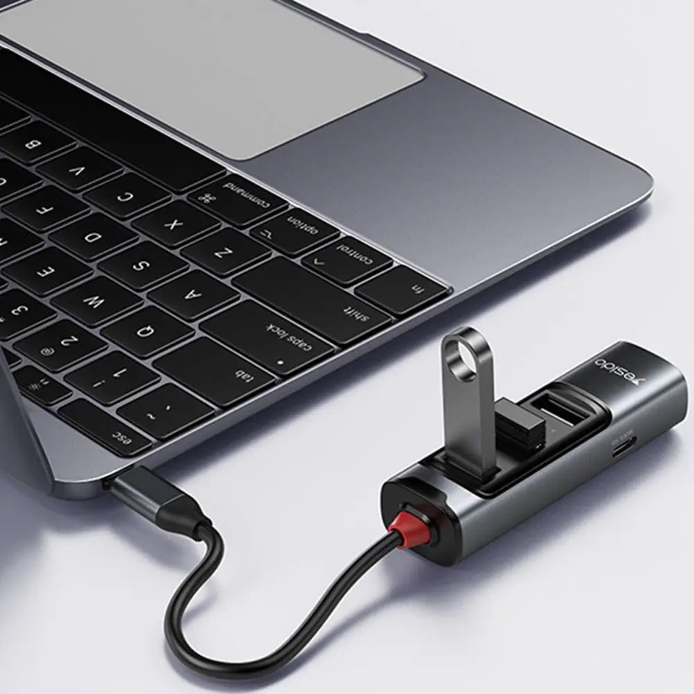 Yesido docking station 5in1 gri, hub usb-c black silver, pd100w, ofera conexiuni stabile, rapida si durabilitate
