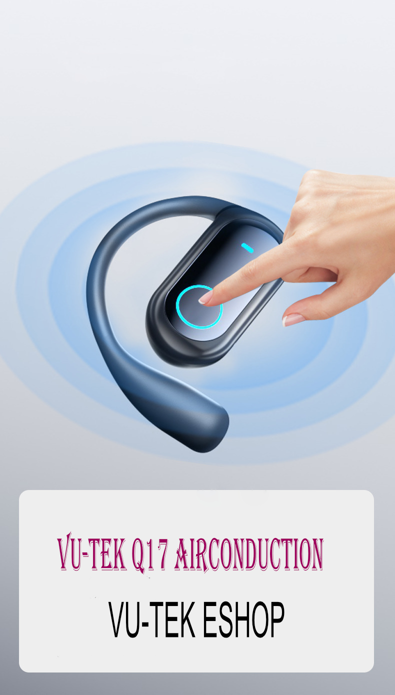 Casti Wireless VU-TEK Q17 AirConduction, Bluetooth 5.4, Sunet 3D, Autonomie 90h, Microfon HD, Rezistente la Apa IPX5, Open-Ear, Sapphire Blue 3 2067a72239fffa200ddfb785076fe033
