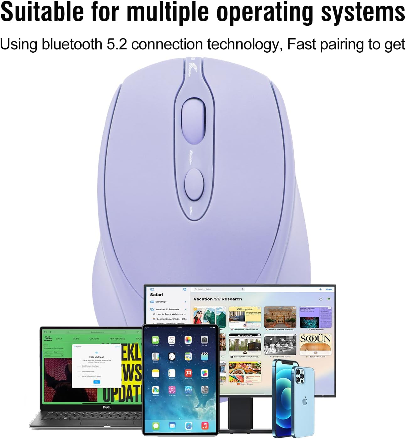 VU-TEK 127 Mouse Wireless Dual mode Bluetooth + WIFI reincarcabil - Lavanda 6 VU-TEK 127 Mouse Wireless Dual mode Bluetooth + WIFI reincarcabil - Lavanda
