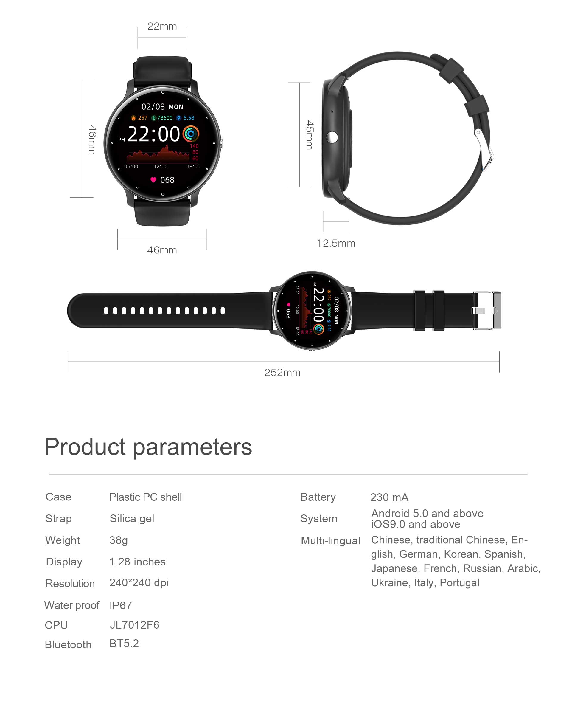Smartwatch VU-TEK ZL02CPRO, sport, Apeluri Bluetooth, monitorizare ritm cardiac și somn, notificări, Android/iOS, bratara silicon 3 Smartwatch VU-TEK ZL02CPRO, sport, Apeluri Bluetooth, monitorizare ritm cardiac și somn, notificări, Android/iOS, bratara silicon