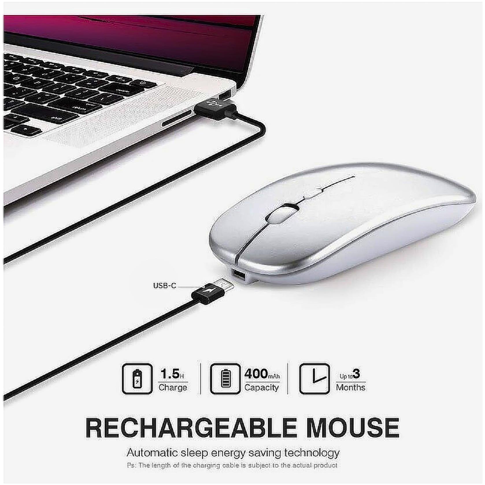 VU-TEK 199 Mouse Wireless Dual mode Bluetooth + WIFI reincarcabil - Silver Luminous 4 VU-TEK 199 Mouse Wireless Dual mode Bluetooth + WIFI reincarcabil - Silver Luminous