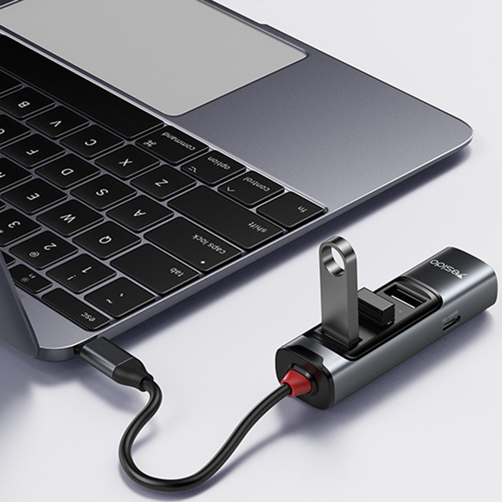 Yesido - Docking Station 5in1 (HB22) - Type-C to 3x USB, USB-C, HDMI, PD100W, Fast Charge, 4K@30Hz, 5Gbps - Gray 3 Yesido - Docking Station 5in1 (HB22) - Type-C to 3x USB, USB-C, HDMI, PD100W, Fast Charge, 4K@30Hz, 5Gbps - Gray