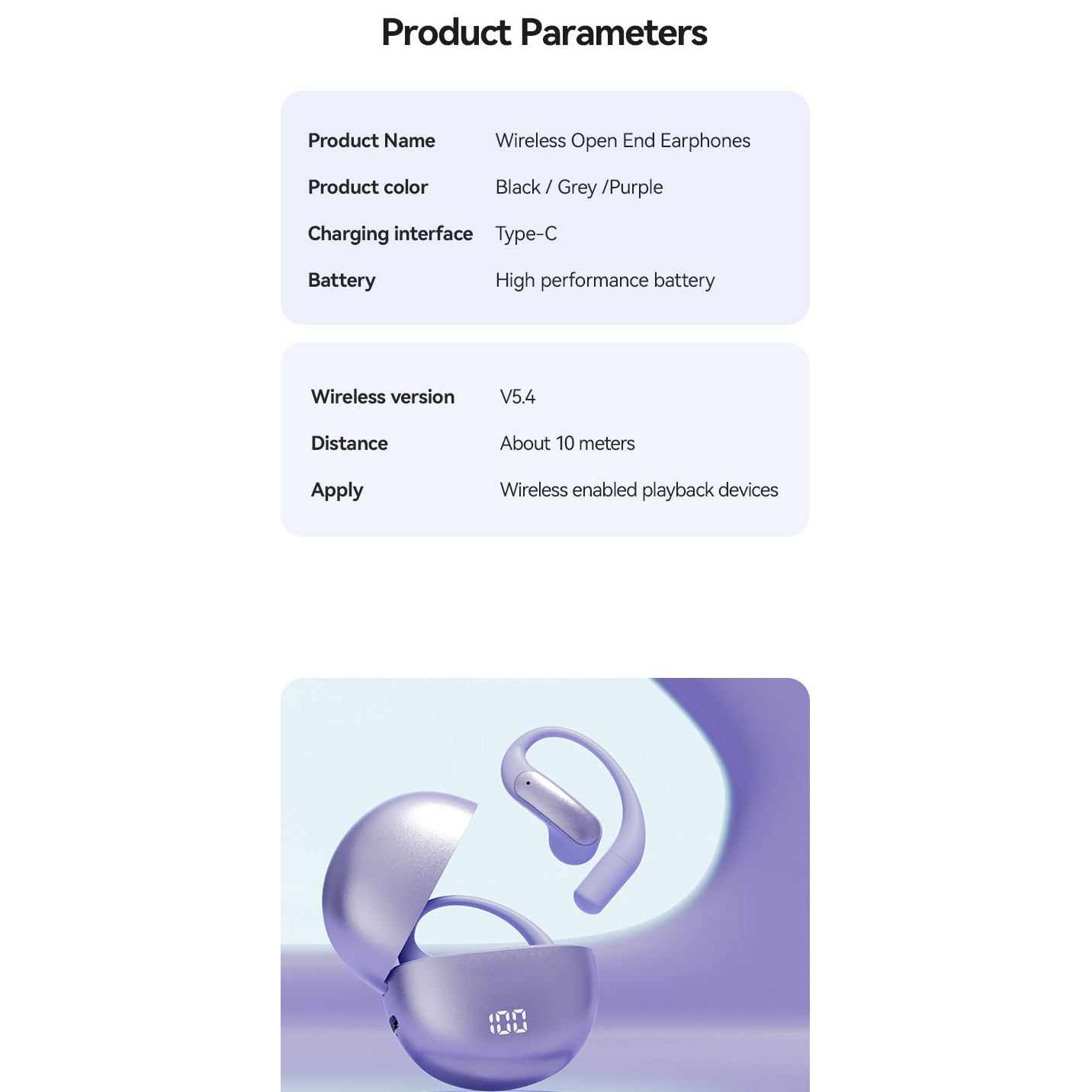 Casti Wireless VU-TEK M118, Bluetooth 5.4, Sport, AI Translation, Autonomie 60h, Microfon HD, Noise Cancelling, Sunet 3D, Violet 4 Casti Wireless Sport Premium - Autonomie 8h
