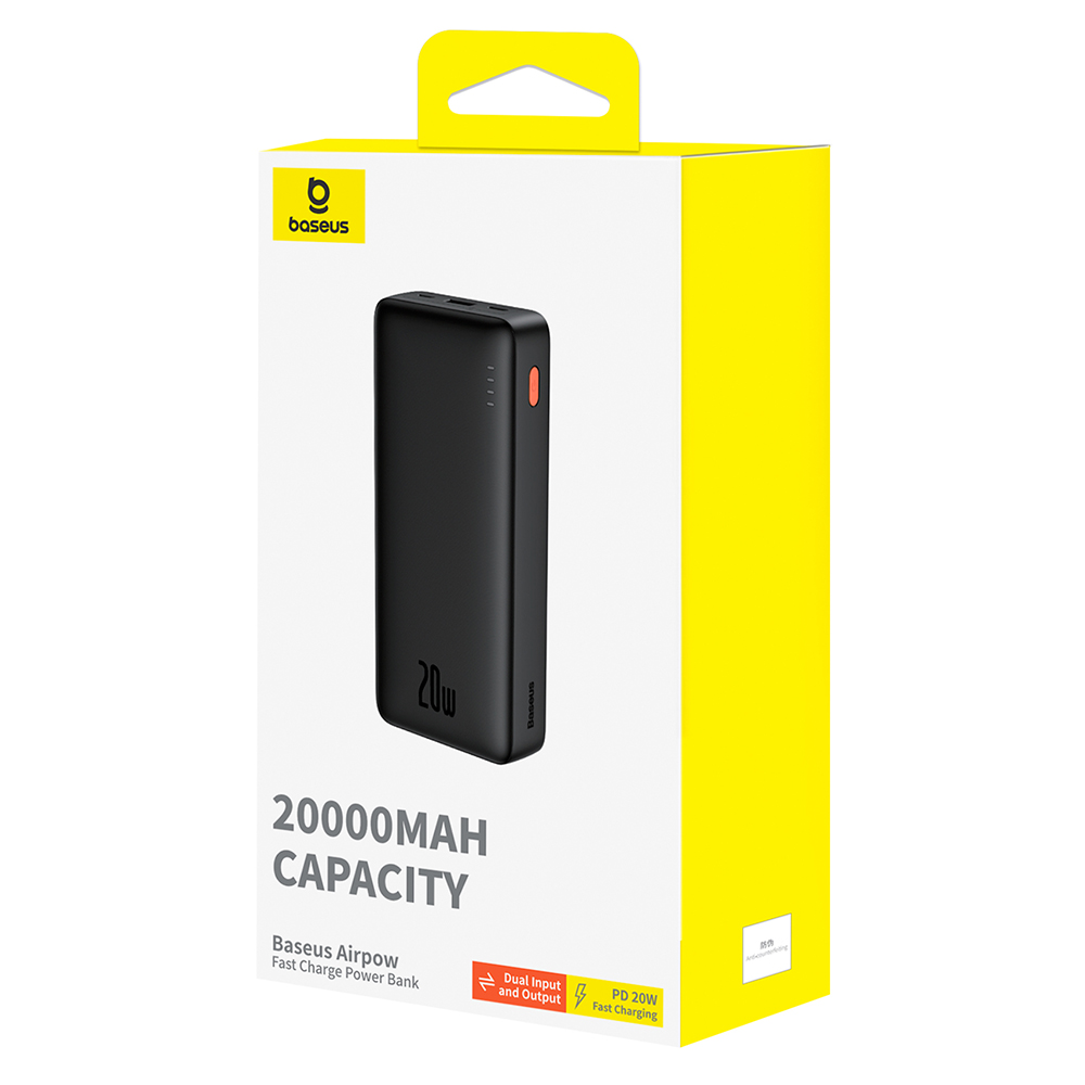 Baseus - Power Bank Airpow (P10022804113-00) - USB, Type-C, Micro-USB, 20W, 20000mAh - Black 5 bf73f7709a5d607479951de6cae72825