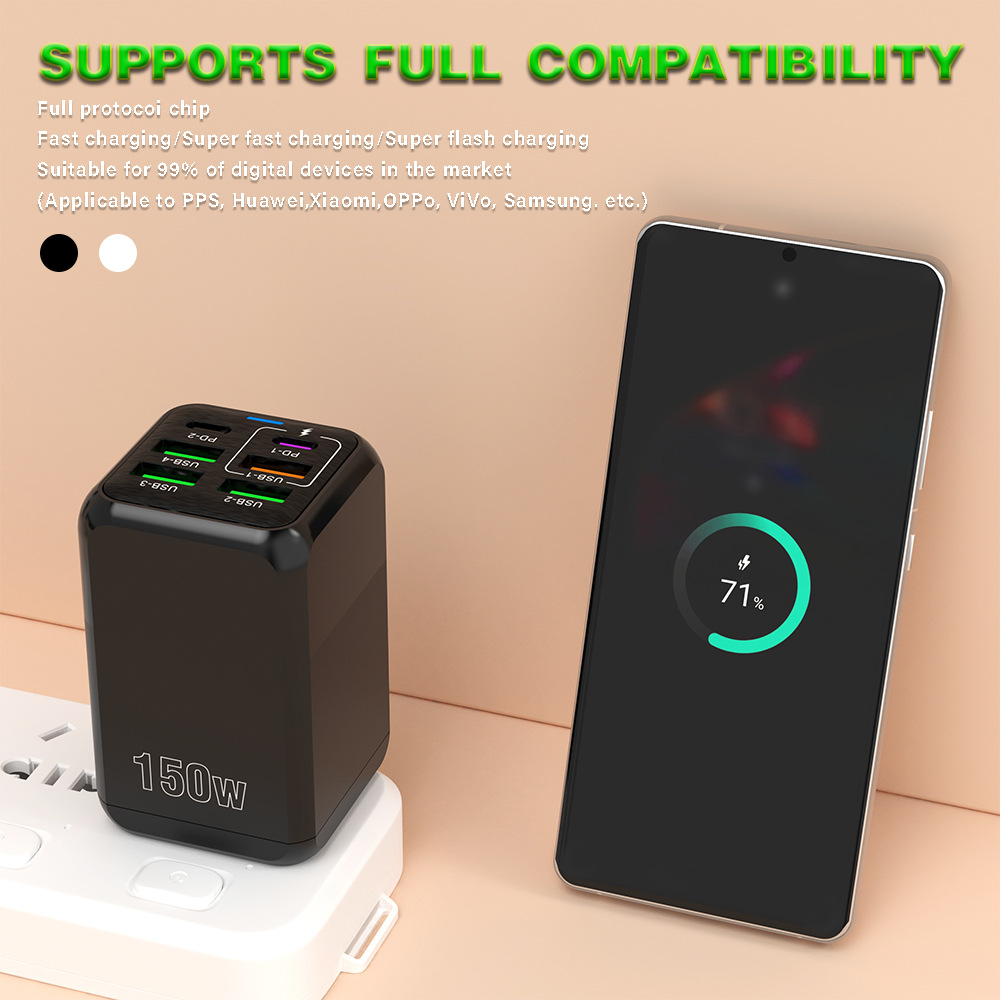 VU-TEK incarcator 150W, 4 porturi USB + 2 porturi PD pentru încărcare rapidă, 5 V 2,4 A 2 VU-TEK incarcator 150W, 4 porturi USB + 2 porturi PD pentru încărcare rapidă, 5 V 2,4 A