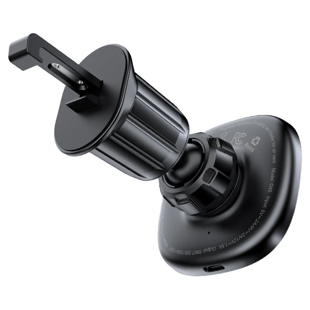 Acefast - Car Holder with Wireless Charging (D46) - for Air Vent, Magnetic Grip, Non-Slip, 15W, for 4.7 - 6.9" Phones - Black 3 Acefast - Car Holder with Wireless Charging (D46) - for Air Vent, Magnetic Grip, Non-Slip, 15W, for 4.7 - 6.9" Phones - Black