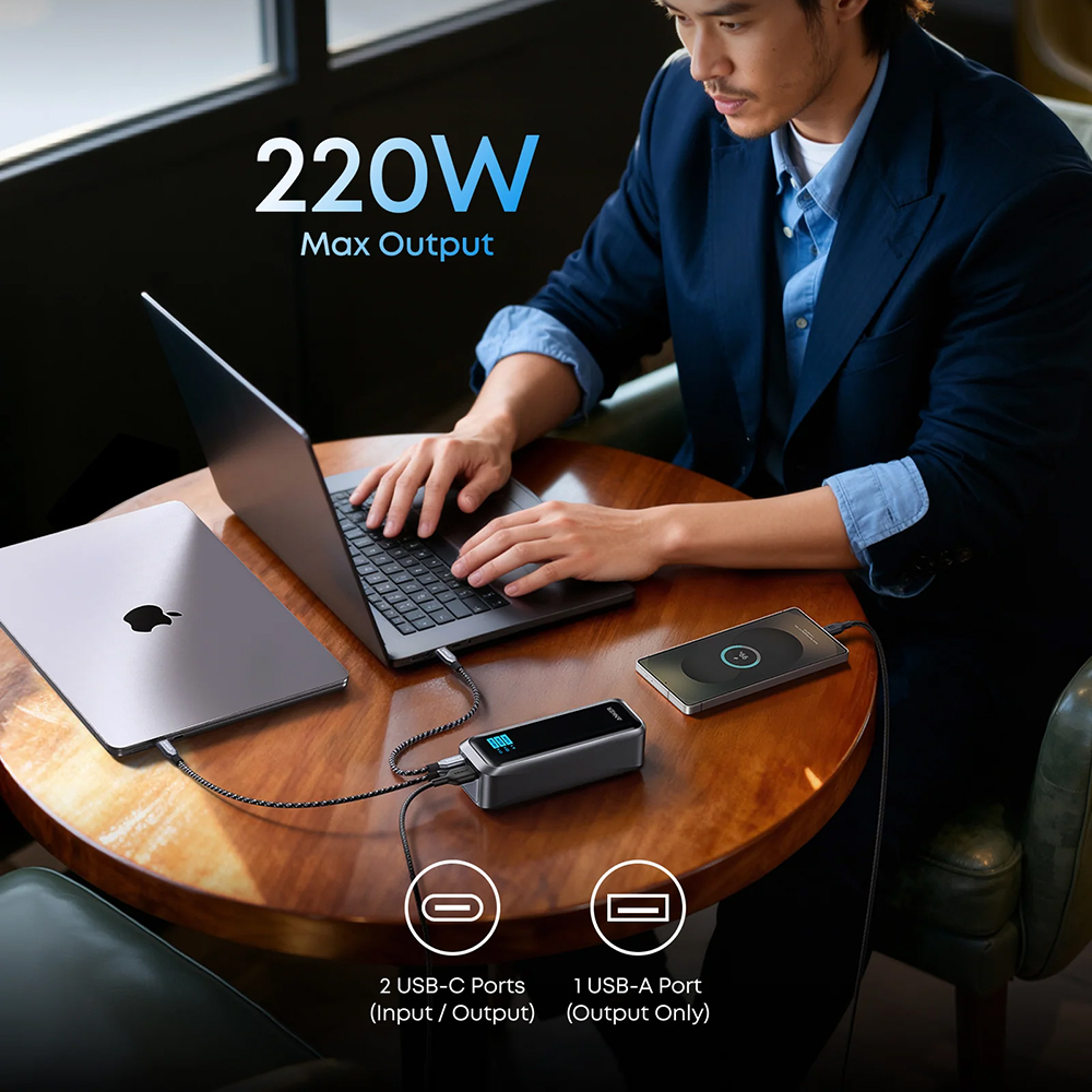 Anker - Power Bank Prime (A110BH1) - 2x USB-C, USB, for Phone, Tablet, MacBook, Digital Display, 20100mAh, 220W - Black 7 Anker - Power Bank Prime (A110BH1) - 2x USB-C, USB, for Phone, Tablet, MacBook, Digital Display, 20100mAh, 220W - Black
