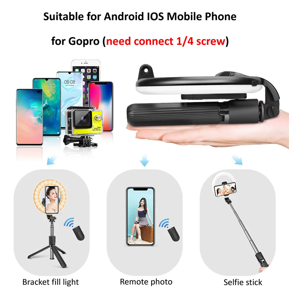 Selfie Stick cu Trepied si Telecomanda, 90cm - Techsuit (L07) - Black 3 306fe38047590cadbd91ede726efb991