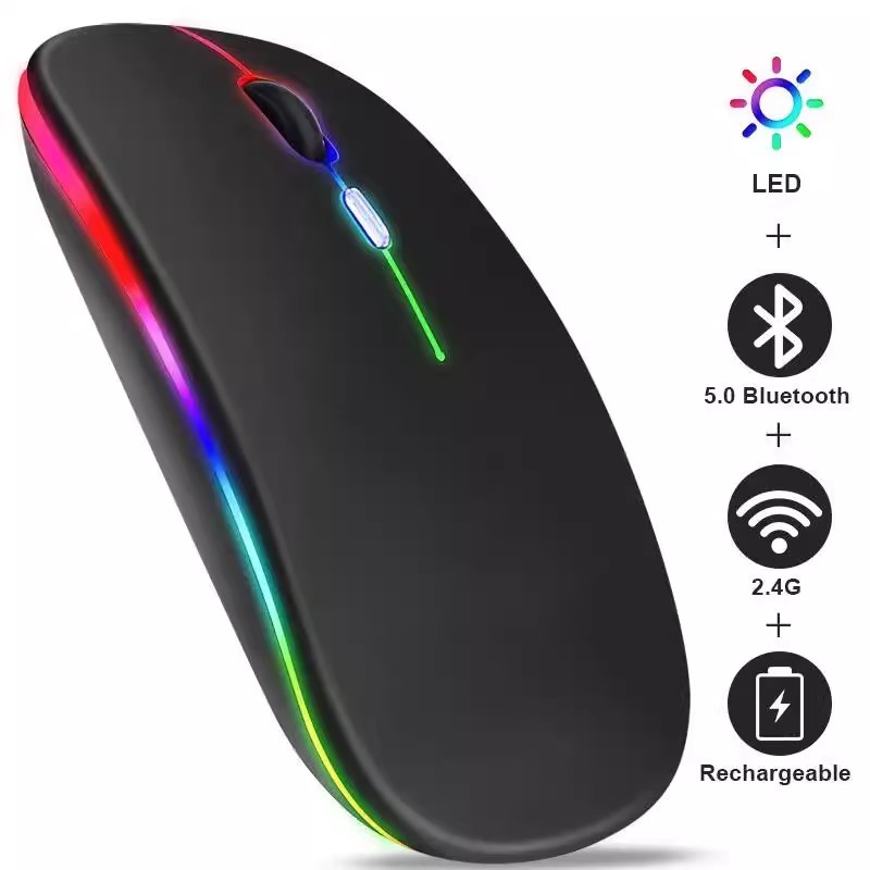 VU-TEK 199 Mouse Wireless Dual mode Bluetooth + WIFI reincarcabil - Negru Luminous 1 VU-TEK 199 Mouse Wireless Dual mode Bluetooth + WIFI reincarcabil - Negru Luminous