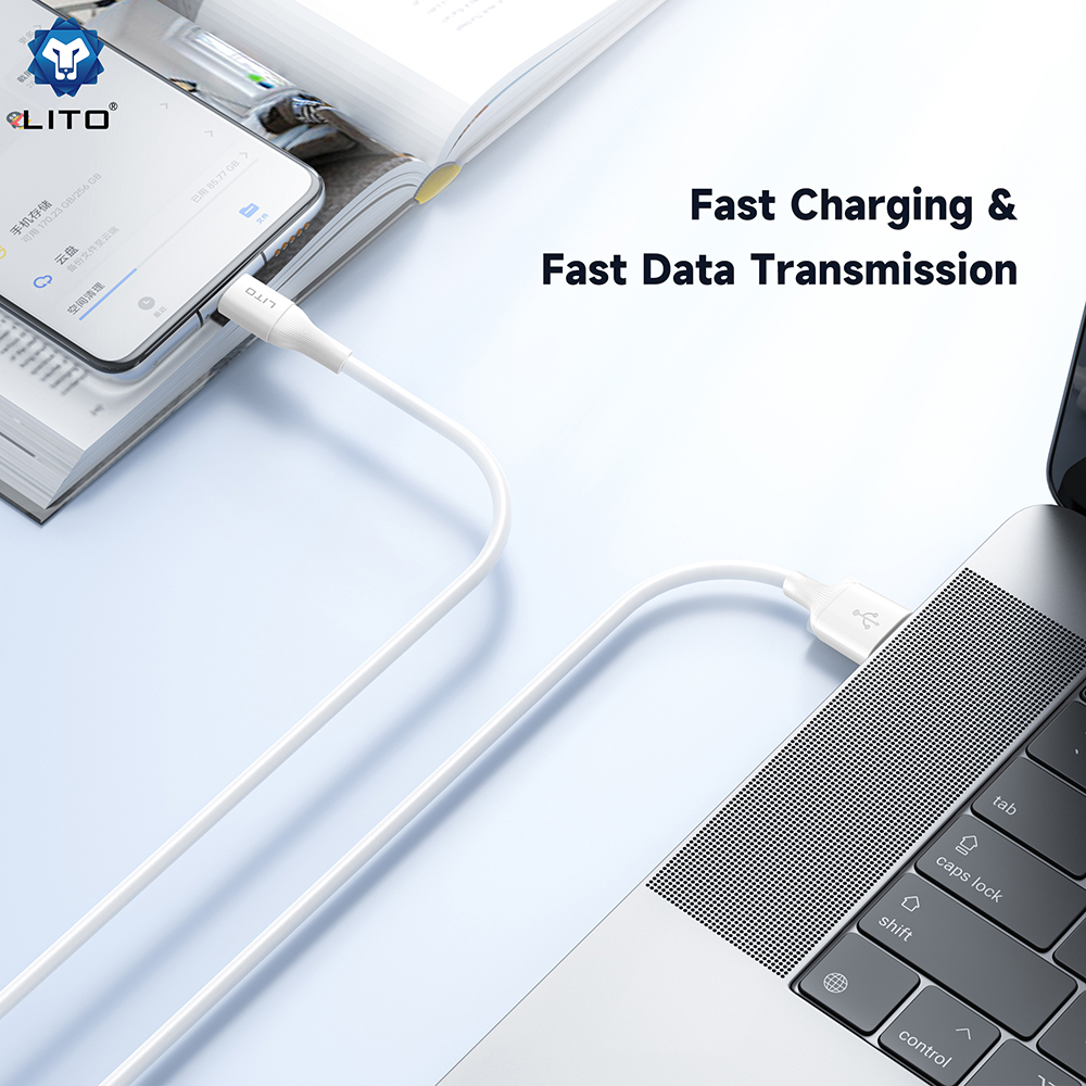 Lito - Data Cable (LD06T) - USB to Type-C, 2.4A, PVC, 1m - White 4 Lito - Data Cable (LD06T) - USB to Type-C, 2.4A, PVC, 1m - White