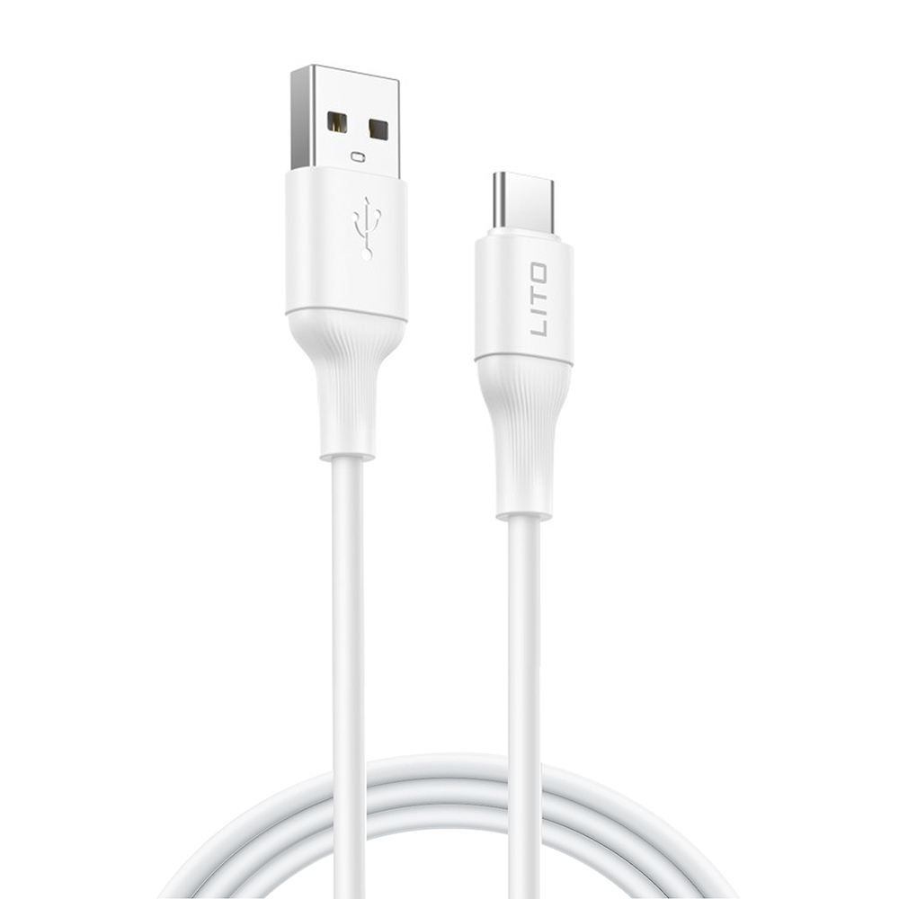 Lito - Data Cable (LD06T) - USB to Type-C, 2.4A, PVC, 1m - White 2 Lito - Data Cable (LD06T) - USB to Type-C, 2.4A, PVC, 1m - White