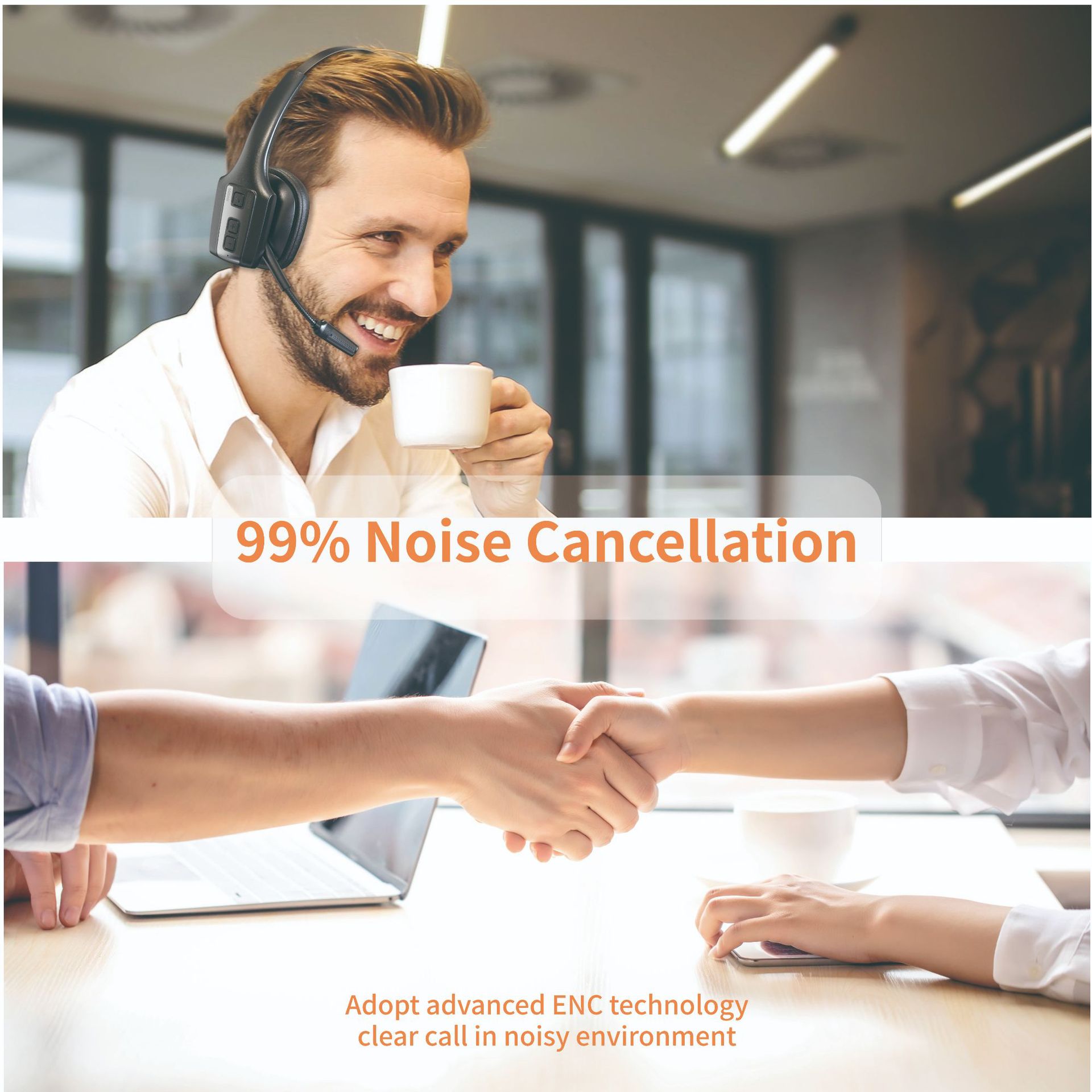 Casti Bluetooth VU-TEK DH19, microfon dual, noise cancelling, pentru call center si birou 5 Casti Bluetooth VU-TEK DH19, microfon dual, noise cancelling, pentru call center si birou