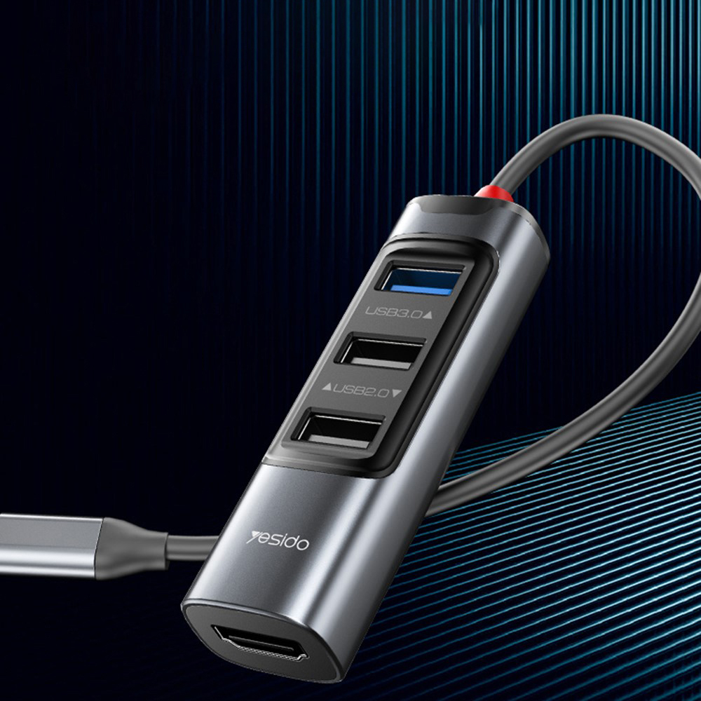 Yesido - Docking Station 5in1 (HB22) - Type-C to 3x USB, USB-C, HDMI, PD100W, Fast Charge, 4K@30Hz, 5Gbps - Gray 2 Yesido - Docking Station 5in1 (HB22) - Type-C to 3x USB, USB-C, HDMI, PD100W, Fast Charge, 4K@30Hz, 5Gbps - Gray